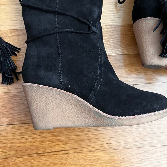 Joie Suede Sherpa-Lined Knee High Wedge Boots - Size 37 (ESTIMATED) - Picture 2 of 10